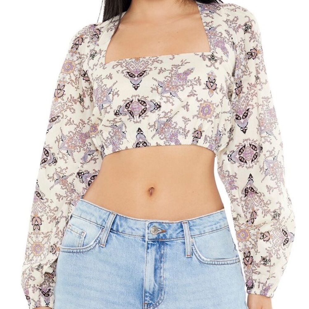 Floral Long Sleeve Crop Top